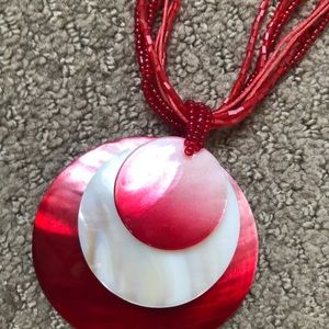 Red and white summery statement necklace